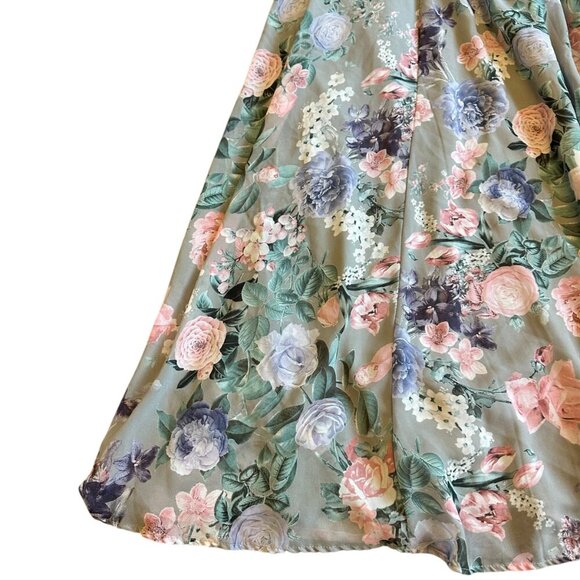 Torrid Tea Length Chiffon Front Tie Dress Floral Print Wedding Guest Size 2X - Picture 5 of 12